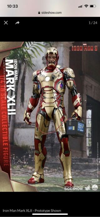 Iron Man 3 Mk42 Mark Xlii 1/4 Quarter Scale Hot Toys Never Displayed