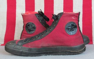 Vintage Converse Chuck Taylor High Top Basketball Sneakers 2 - Tone Red/black Sz.  9