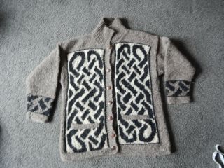 Vintage Hand Knitted Heavy Chunky Warm Cardigan Ladies Medium / Large