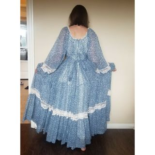 Gunne Sax blue floral prairie size 11 Maxi Dress 4