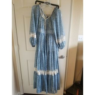 Gunne Sax blue floral prairie size 11 Maxi Dress 5