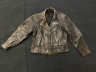 Vintage Langlitz Leather Motorcycle Jacket Size 40 Awesome Patina