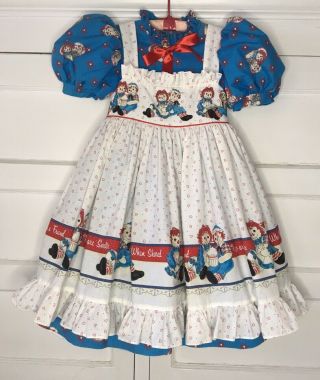 Vintage Daisy Kingdom Dress 4t Raggedy Ann And Andy Pinafore Two Piece