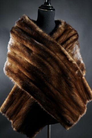 Vintage Brown Mink Fur Stole Cape Wrap Shrug Shawl Coat Jacket Wedding