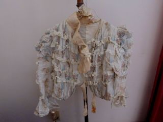 Antique Vintage Blouse Top & Skirt Ruffled Mrs.  J.  Sterling Button Underskirt