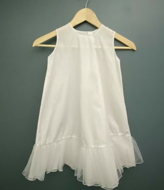 Vintage Girls Toddler White Dress Slip Ruffles 3t 4t