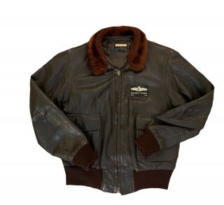 Vtg 1967 Gregory Sports G - 1 Us Navy Flight Leather Jacket Fur Collar Size 44