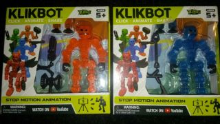 Zing Klikbot Orange Cannon& Blue Cosmo Stikbot Stop Motion Animation (2 Pack)