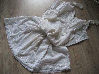 Vintage 100 Nylon Apartes Unterkleid,  Unterrock,  Neglegee 46 - 48 - - - Weiß