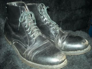 Vtg 40 50s Men 10.  5 Weinbrenner Leather Motorcycle Pacific Work Cork Sole Boots
