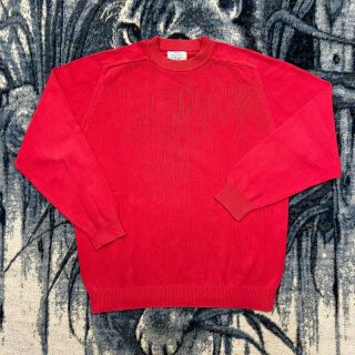 Vtg Benetton Sweater Cotton 80s 90s Italy Crewneck Pullover Hot Pink Mens Xl