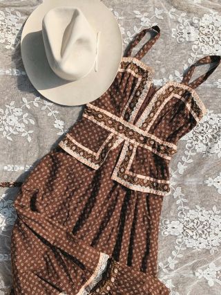 Vintage Gunne Sax Calico Floral Prairie Dress Size Medium 11