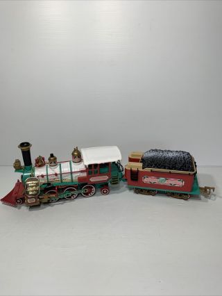 Vintage 1995 Bright Musical Christmas Logger Bears Express Train Engine & Tender
