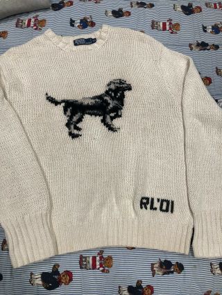 Vtg Polo Ralph Lauren Dog Knit Sweater 2001 Rare Bear Ski 92 Indian Stadium Xxl