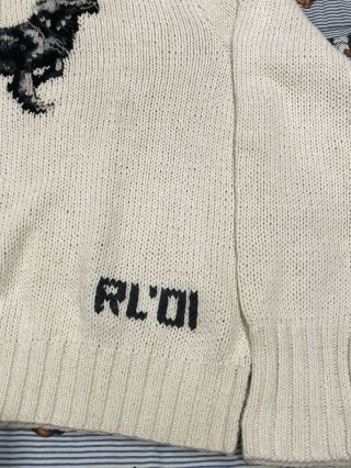 VTG Polo Ralph Lauren Dog Knit Sweater 2001 Rare Bear Ski 92 Indian Stadium XXL 4