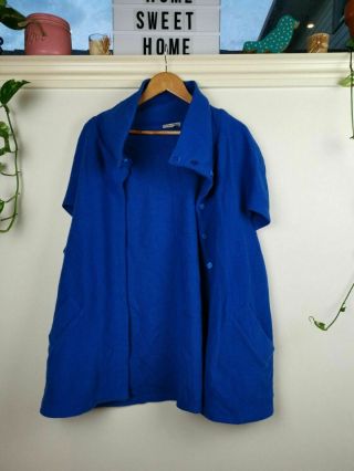 Laura Ashley Wool Cardigan Sweater Blue Size Large