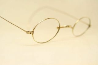 Authentic Vintage Eyeglasses Solid 10k Gold Oval Antique Spectacles Frames
