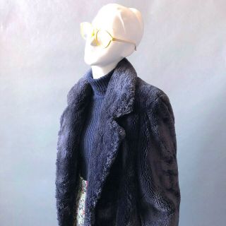 Vtg Alixandre Sheared Beaver Fur Full Length Maxi Coat Charcoal Purple Sz S 4 6