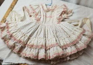 Vintage Girl Dress Size 4t Betty Oden Rosebud Ruffle Lace