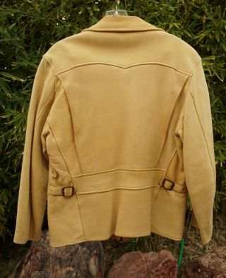 Vintage 1940s Half Belt Jacket Deerskin Leather Western Workwear Buckle Back 40s