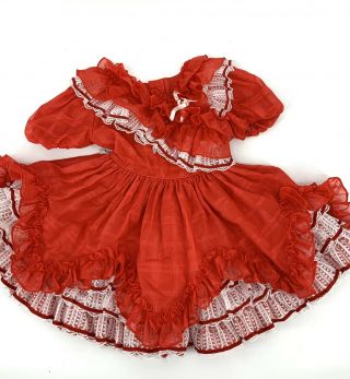 Pazazz Vtg Girls Dress Ruffle Red White Lace Pageant Holiday Party Sz 6