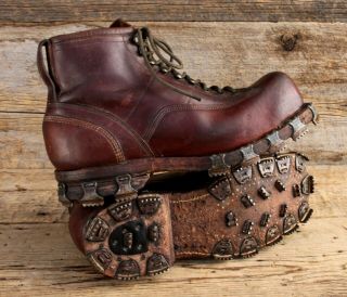Vintage Wwii Swiss Military Leather Hobnail Boots/ski Boots Us Size 11