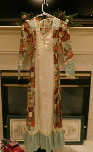 Vintage Gunne Sax Maxi Dress Prairie Corset Floral Gingham Lace Size 5 Pre - Owned