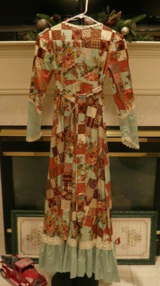 Vintage Gunne Sax Maxi Dress Prairie Corset Floral Gingham Lace Size 5 Pre - owned 2