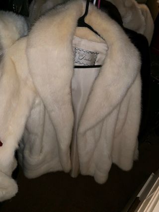Stunning Vintage Off White Blonde Beige Real Mink Fur Coat Jacket