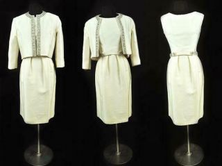 1950s Mollie Parnis White Sleeveless Cocktail Dress With Jacket - Jackie - O Style