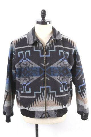 VTG PENDLETON Wool Western Blanket Coat Jacket USA Mens Size Large 2