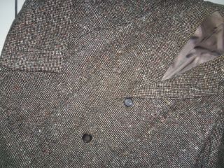 Truly Exceptional Vtg Bespoke Nubby Fleck Tweed Wool Overcoat Top Coat 48