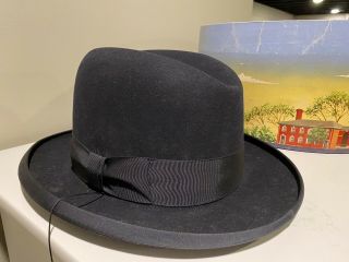 Vintage Stetson Royal Deluxe St.  Regis Homburg Black Felt Hat W/original Box