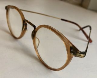 Vintage Oliver Peoples Op - 27 Ag Amber Tortoise Eyeglasses With Case
