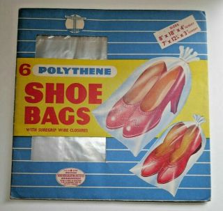 Vintage Polythene Shoe Bags Town & Country 1950’s Rare 3 Inside F047