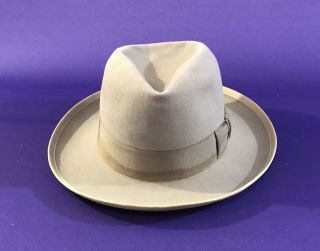 Vtg Royal Stetson Whippet Gray Wide Oval Fedora Hat Sz 7 Rare W/lee Box