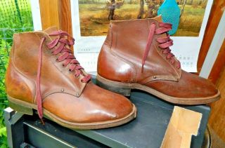 Vintage (daly Bros.  ?) Brown Leather Work Boots Men 