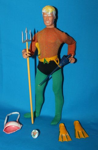 Vintage 1966 Ideal Captain Action Aquaman Set With Figure And Flicker Ring