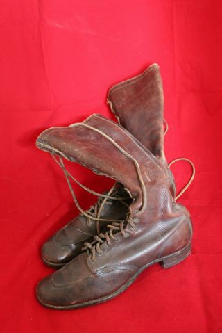 Rare 1920’s Red Wing Shoes Tall Lace Up Boots Shoes Brown Leather Size 7 1/2
