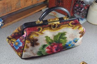 Vintage Koret Italy Tapestry Wool Needlepoint Handbag Purse 1950s/60s 2