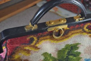 Vintage Koret Italy Tapestry Wool Needlepoint Handbag Purse 1950s/60s 3