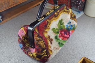 Vintage Koret Italy Tapestry Wool Needlepoint Handbag Purse 1950s/60s 4