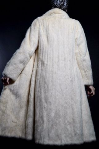 Luxury Real Women Full Length Creamy White Vintage Mink Fur Coat Jacket Wedding