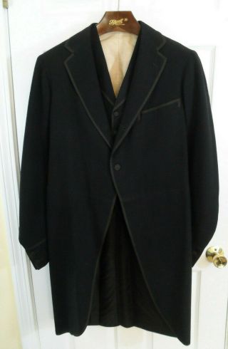 Vintage 1920s Brooks Brothers Black Wool Morning Coat & Vest Approx Mens 38 L