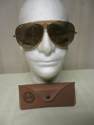 Vintage B & L Amber Bullet Hole Ray - Ban Sunglasses W/case