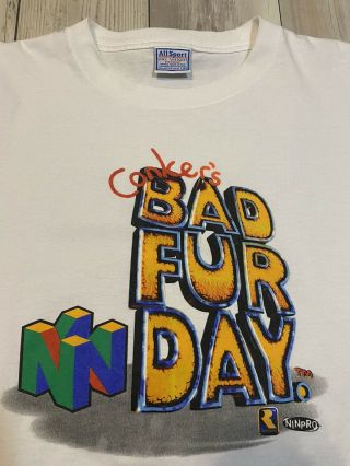 Vintage Conkers Bad Fur Day Nintendo 64 Game T Shirt Men’s Large