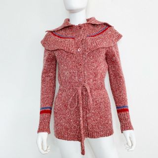 Kenzo Vintage 70s Red Wool Cardigan Sweater Women 