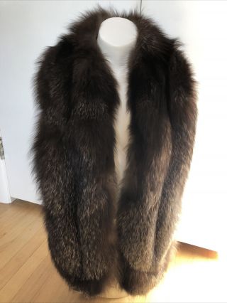 Charity Benefit Vtg Real Fur Stole 66 " Long Scarf Wrap Brown Mink?