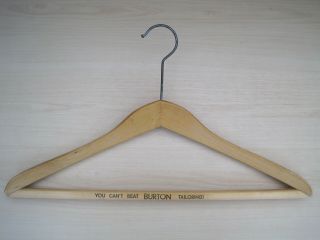 Vintage Burton Tailoring Wooden Advertising Clothes Suit Coat Hanger