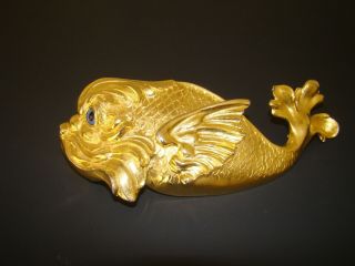 Rare Christopher Ross Large Gold Fish 24kt Plate Belt Buckle 1987